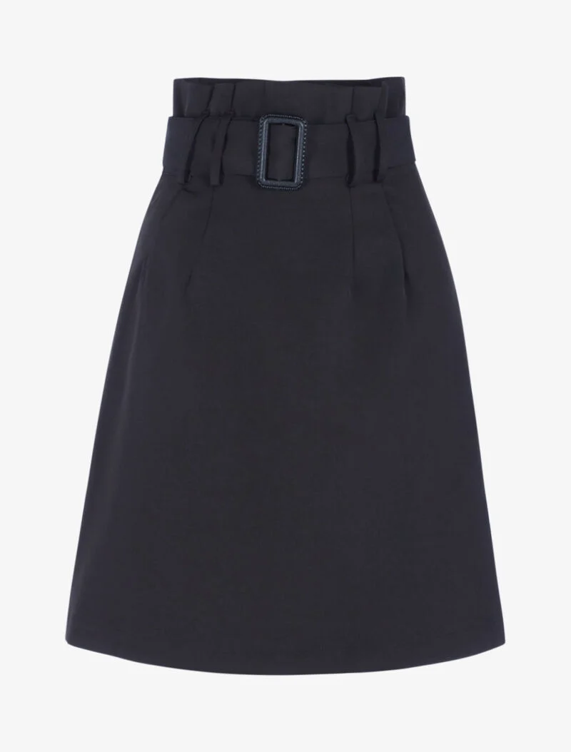 Jupe unie coupe trapèze taille haute - noir