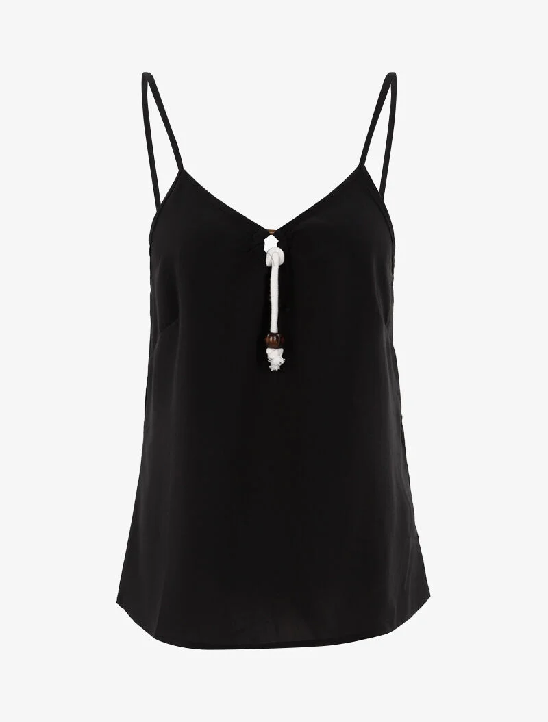 Top à encolure V - noir