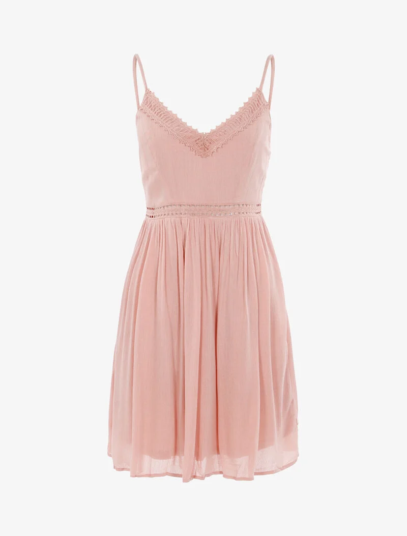 Robe à détails crochet - rose