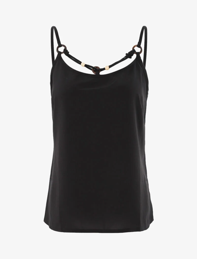 Top à encolure style cordon stylisé - noir