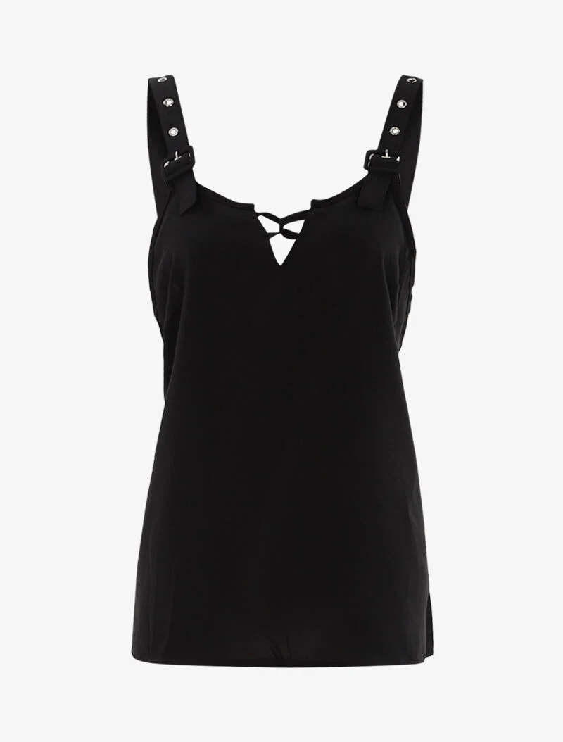 Top à bretelles stylisées - noir