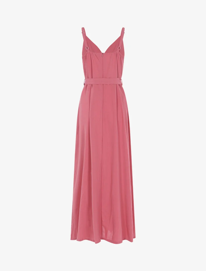 Robe longue à bord fendu volanté - rose