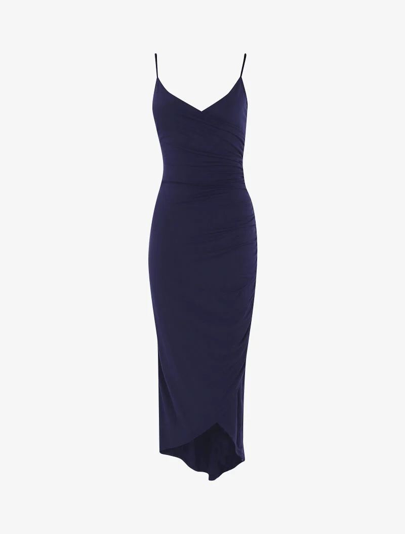 Robe fluide à bord asymétrique - marine