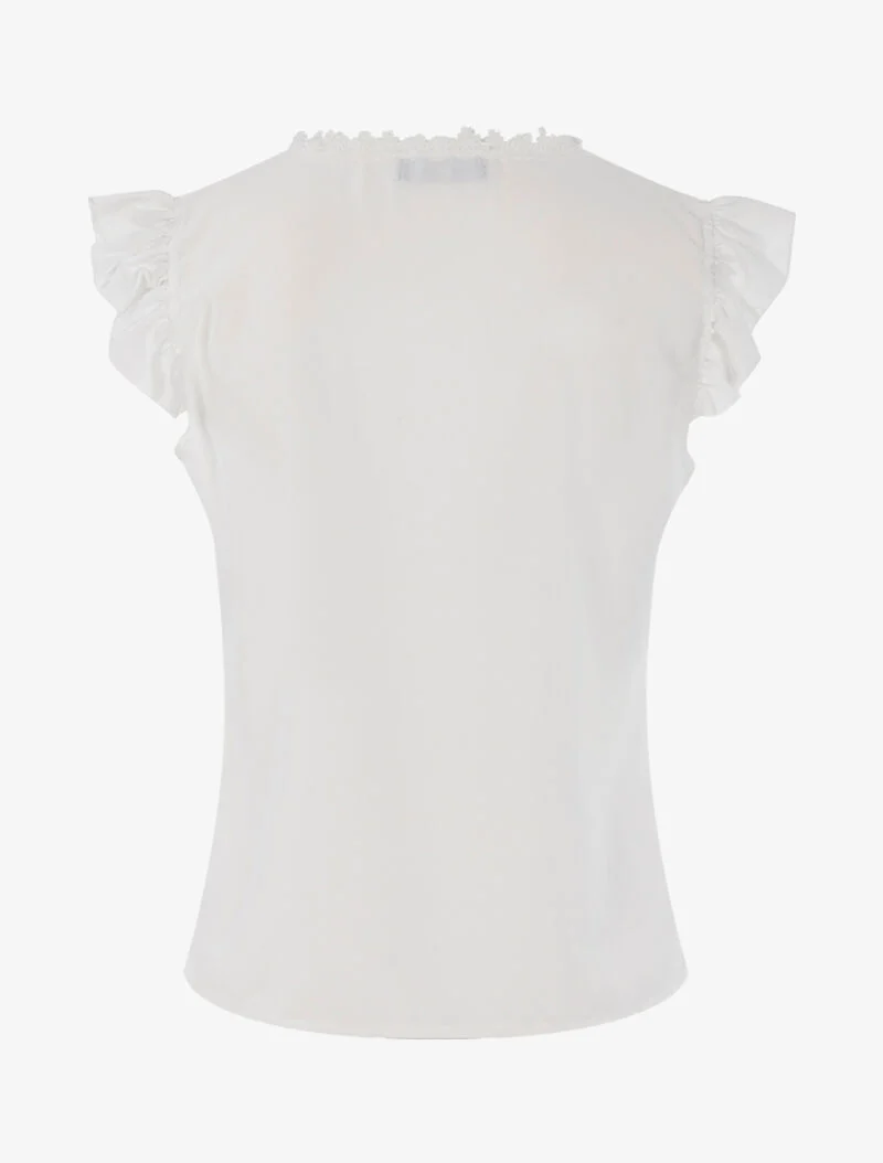 Top fluide à détails crochet ajourés - blanc