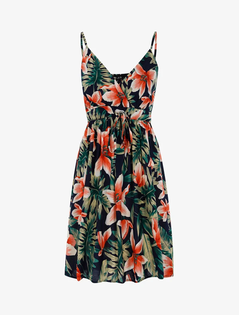 Robe légère à imprimé floral - marine