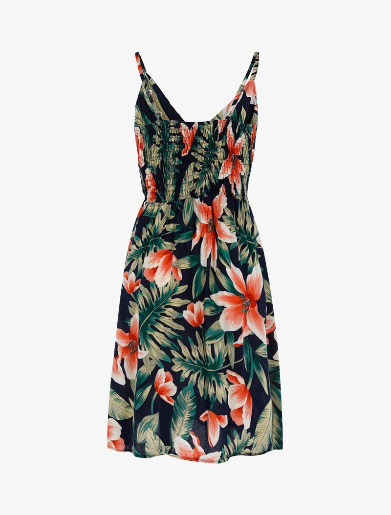 Robe légère à imprimé floral - marine