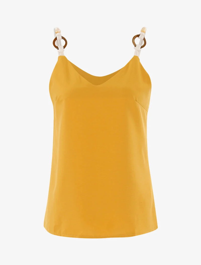 Top à bretelles effet cordes - jaune