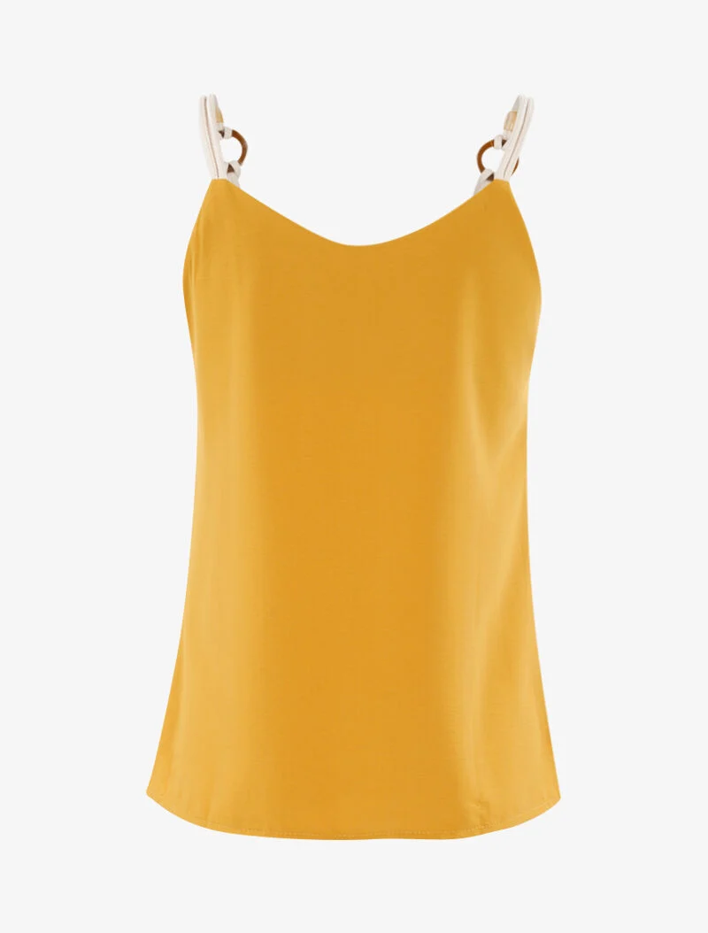 Top à bretelles effet cordes - jaune