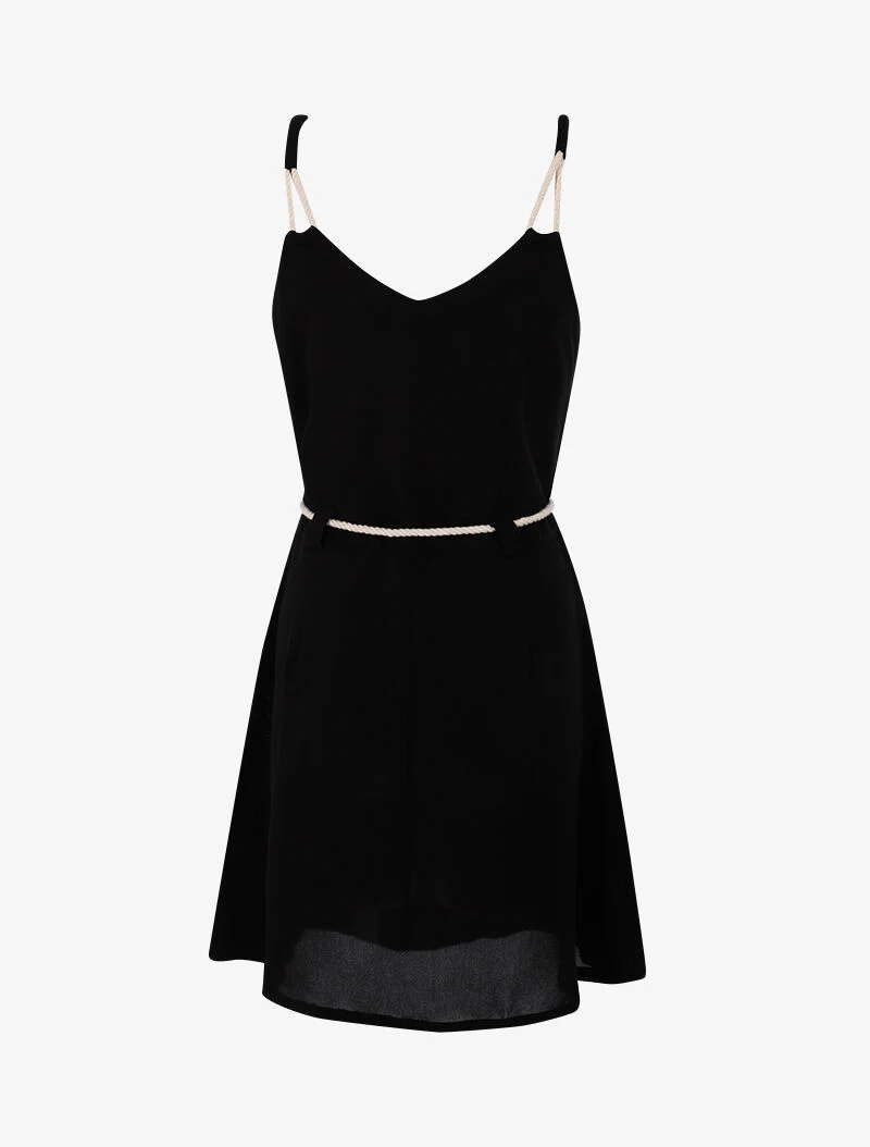 Robe à bretelles style cordes - noir