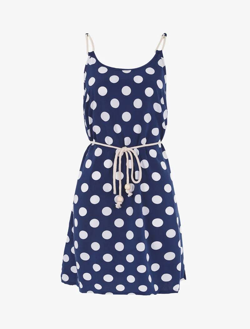 Robe trapèze à pois - bleu