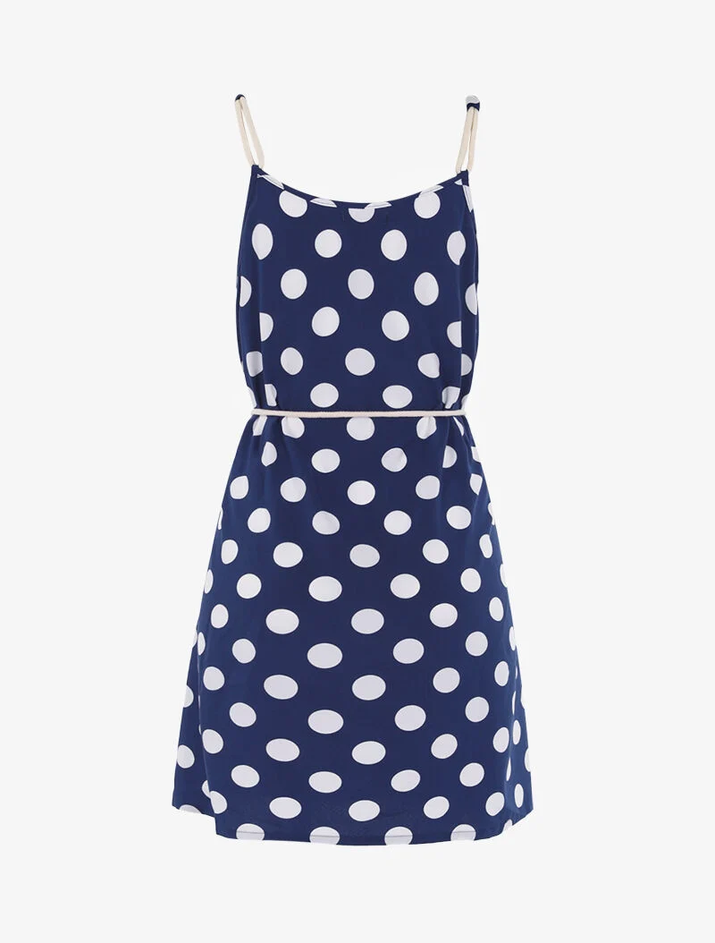 Robe trapèze à pois - bleu