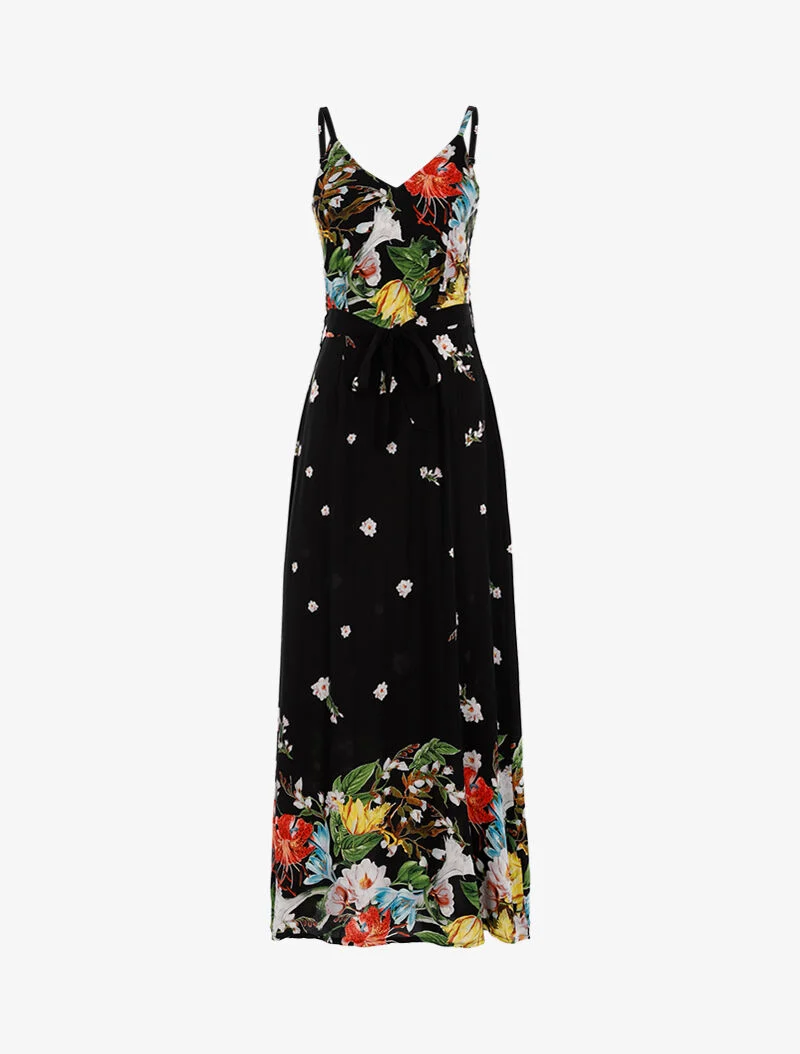 Robe longue à imprimé floral - noir