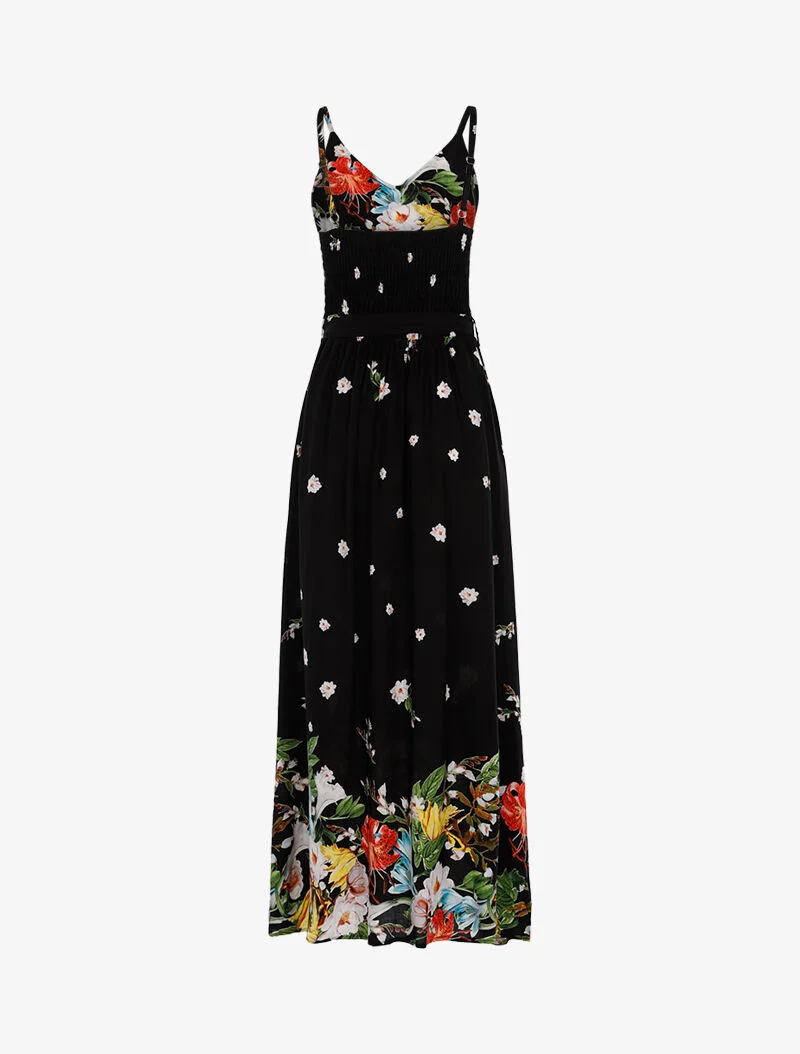 Robe longue à imprimé floral - noir