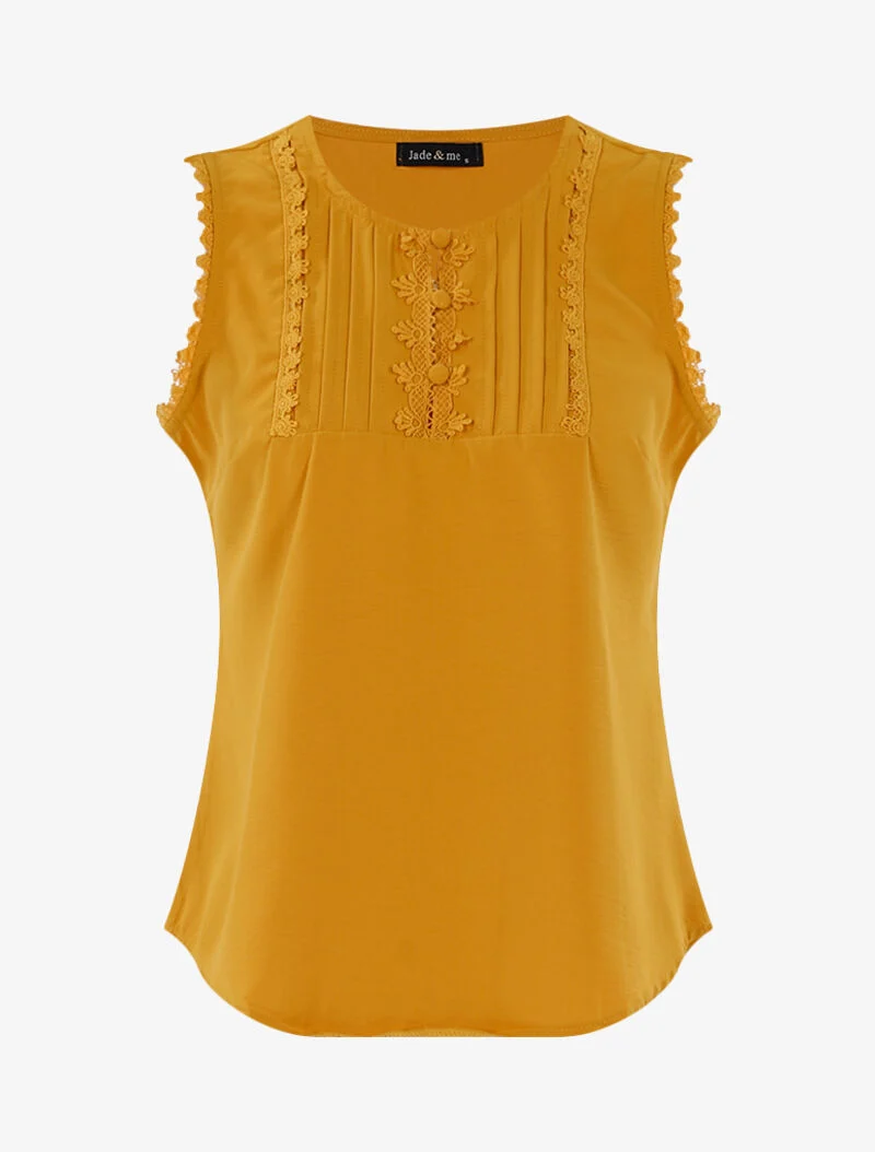 Top à détails plissés et crochet - jaune