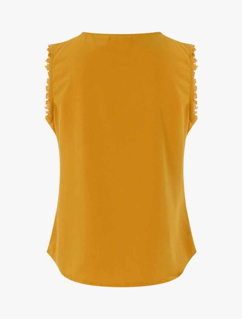 Top à détails plissés et crochet - jaune