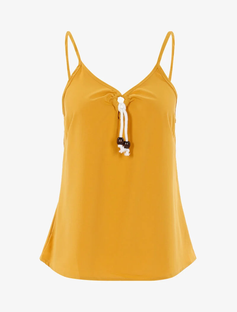 Top à encolure V - jaune