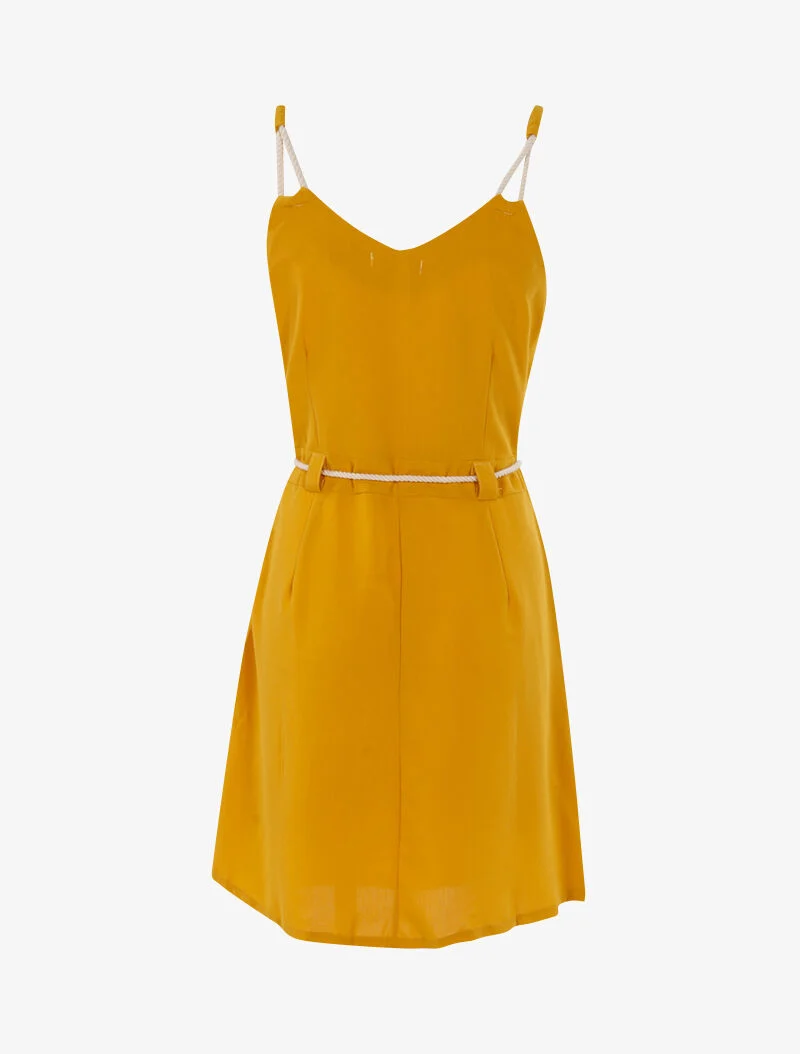 Robe à bretelles style cordes - jaune