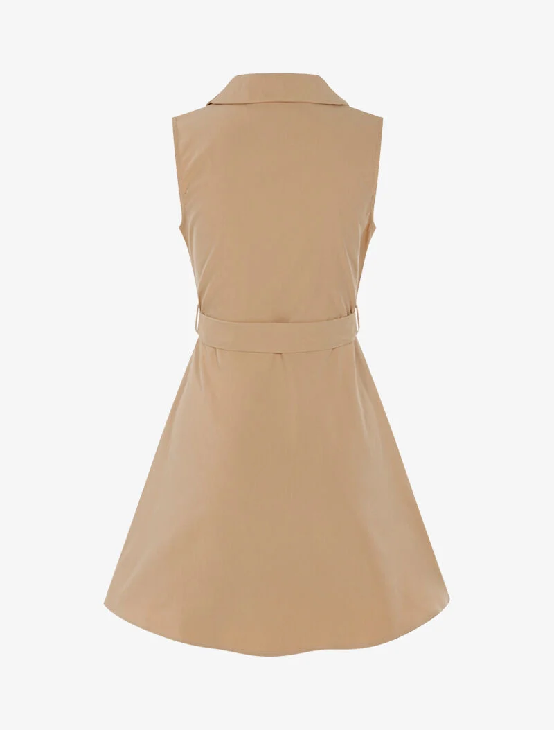 Robe patineuse à boutons décoratifs - beige