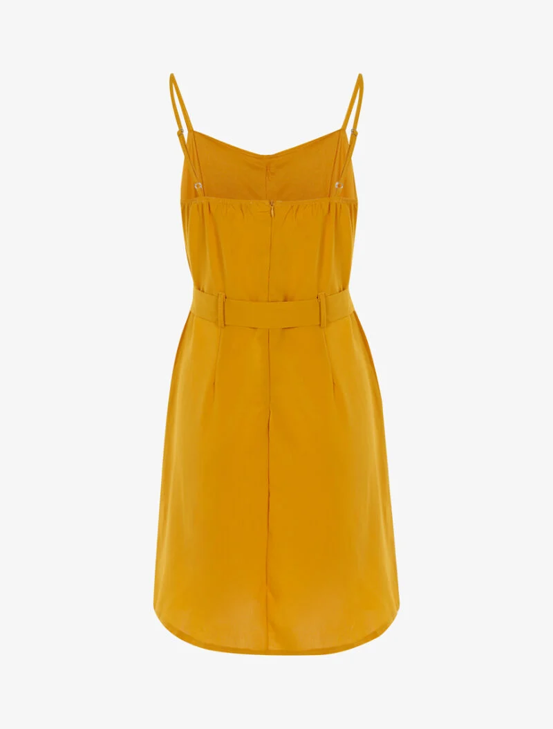 Robe à boutonnière et fronces - jaune