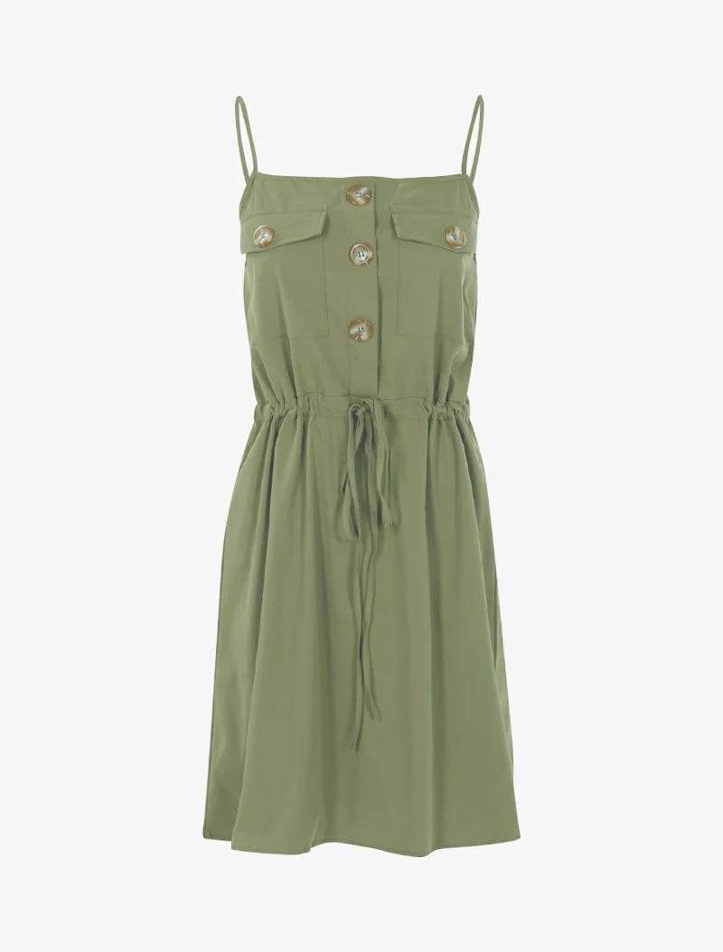 Robe à poitrine ornée de poches - kaki