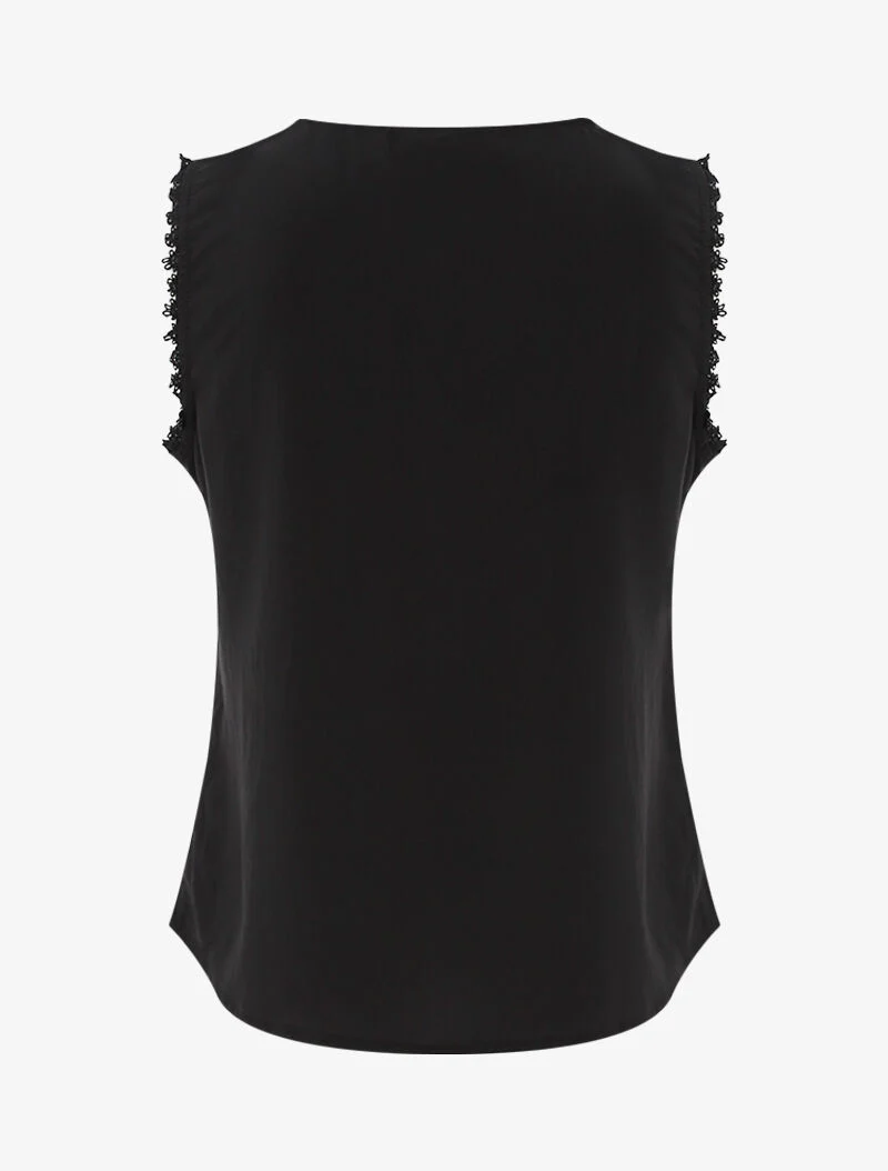 Top à détails plissés et crochet - noir