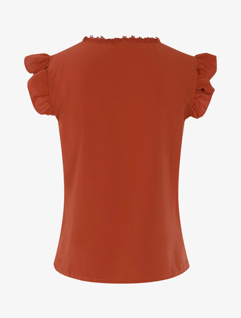 Top fluide à détails crochet ajourés - orange