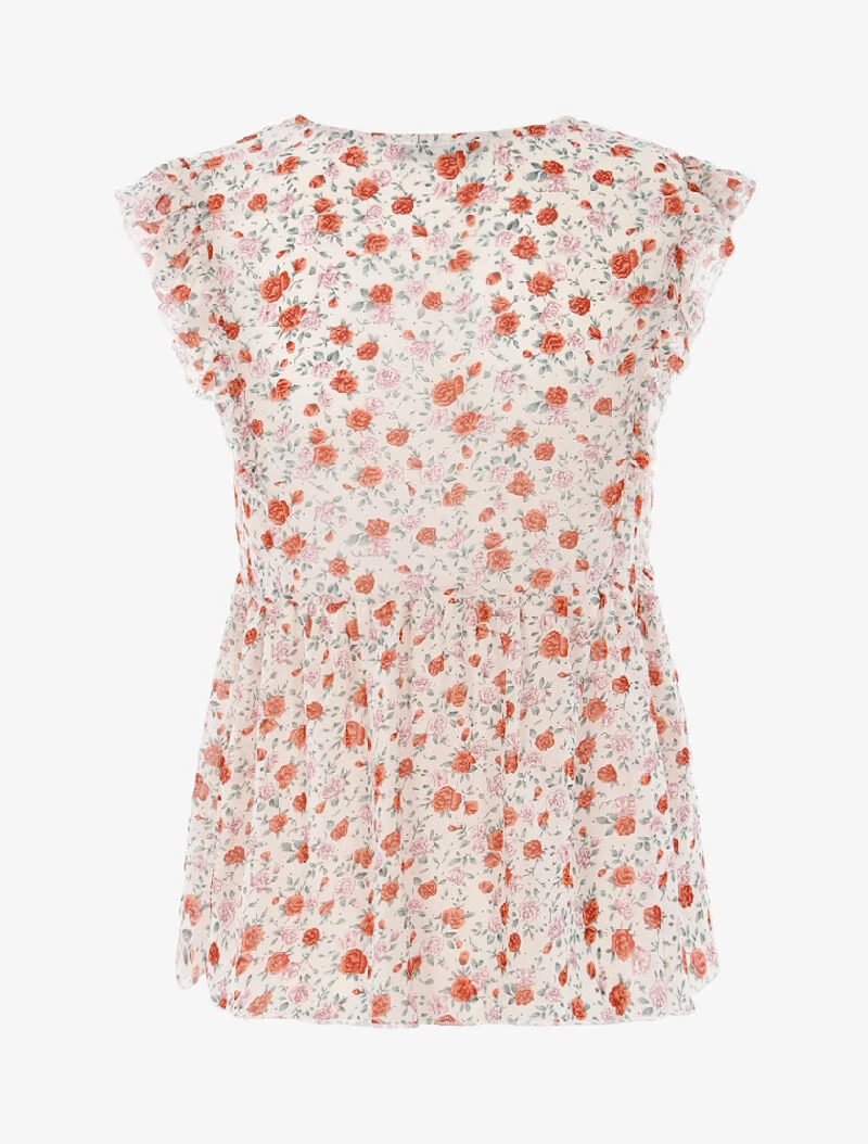 Top transparent fleuri - beige