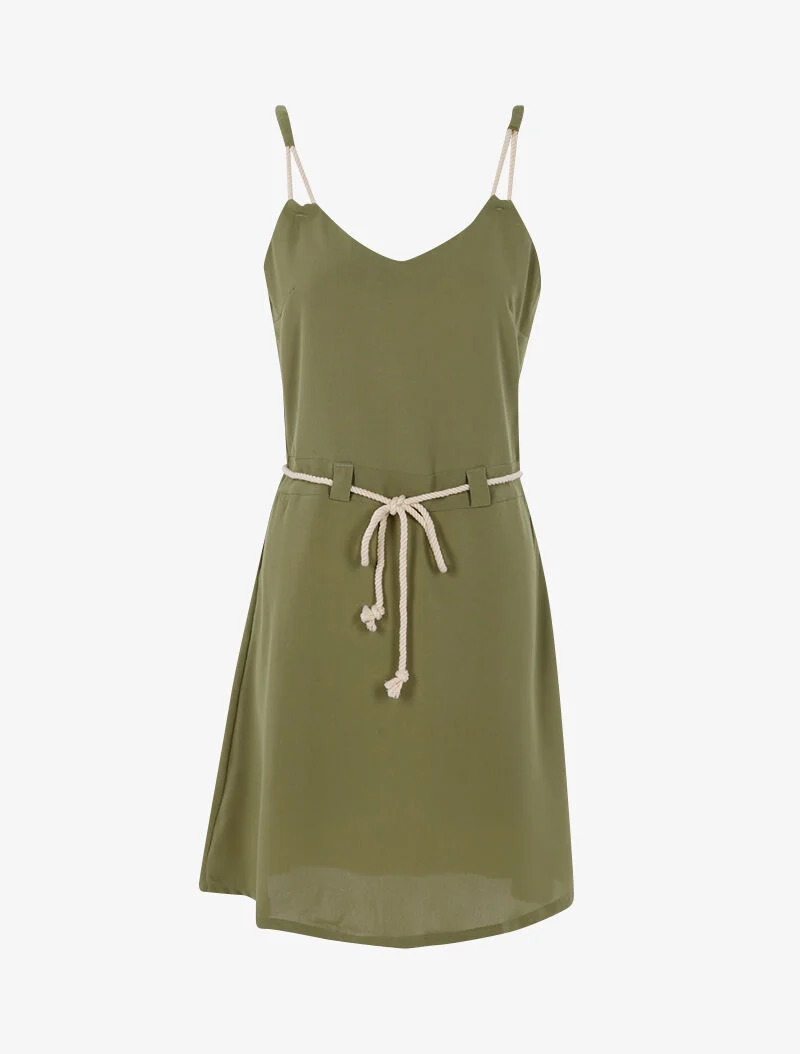 Robe à bretelles style cordes - kaki