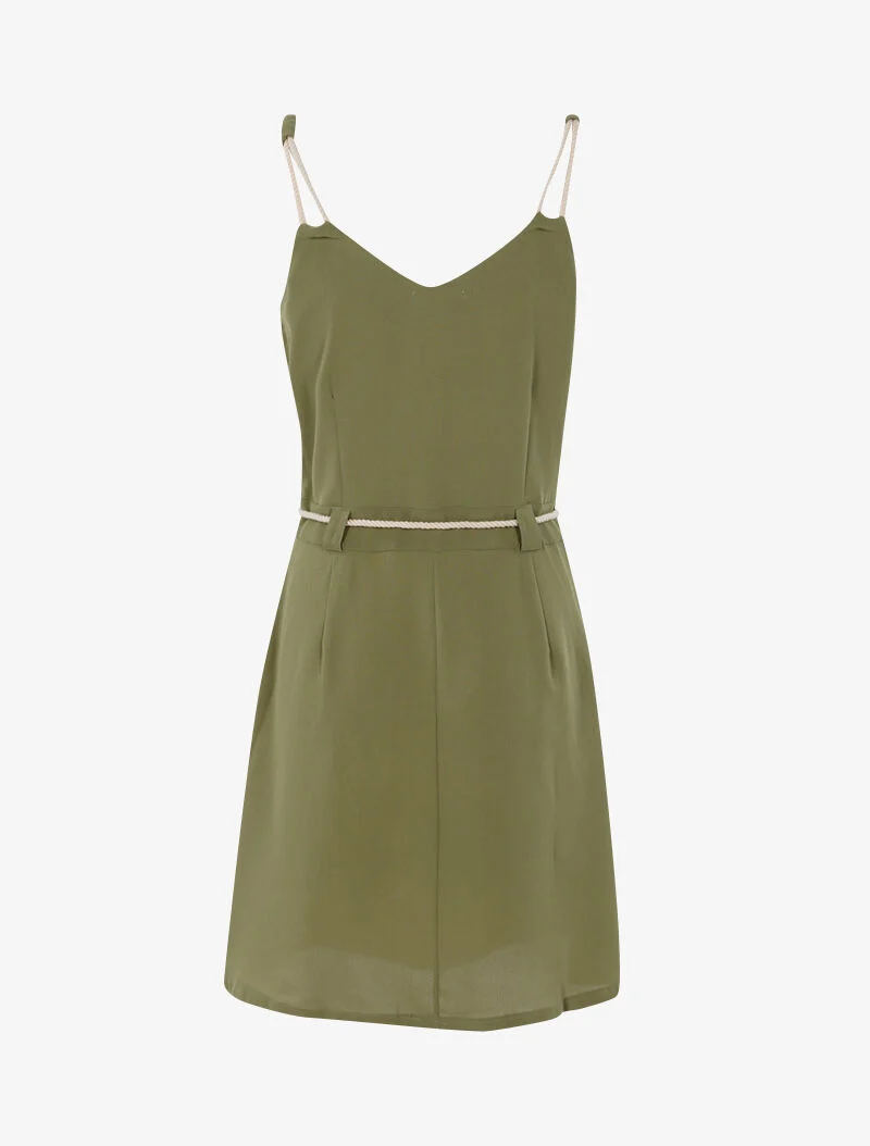 Robe à bretelles style cordes - kaki