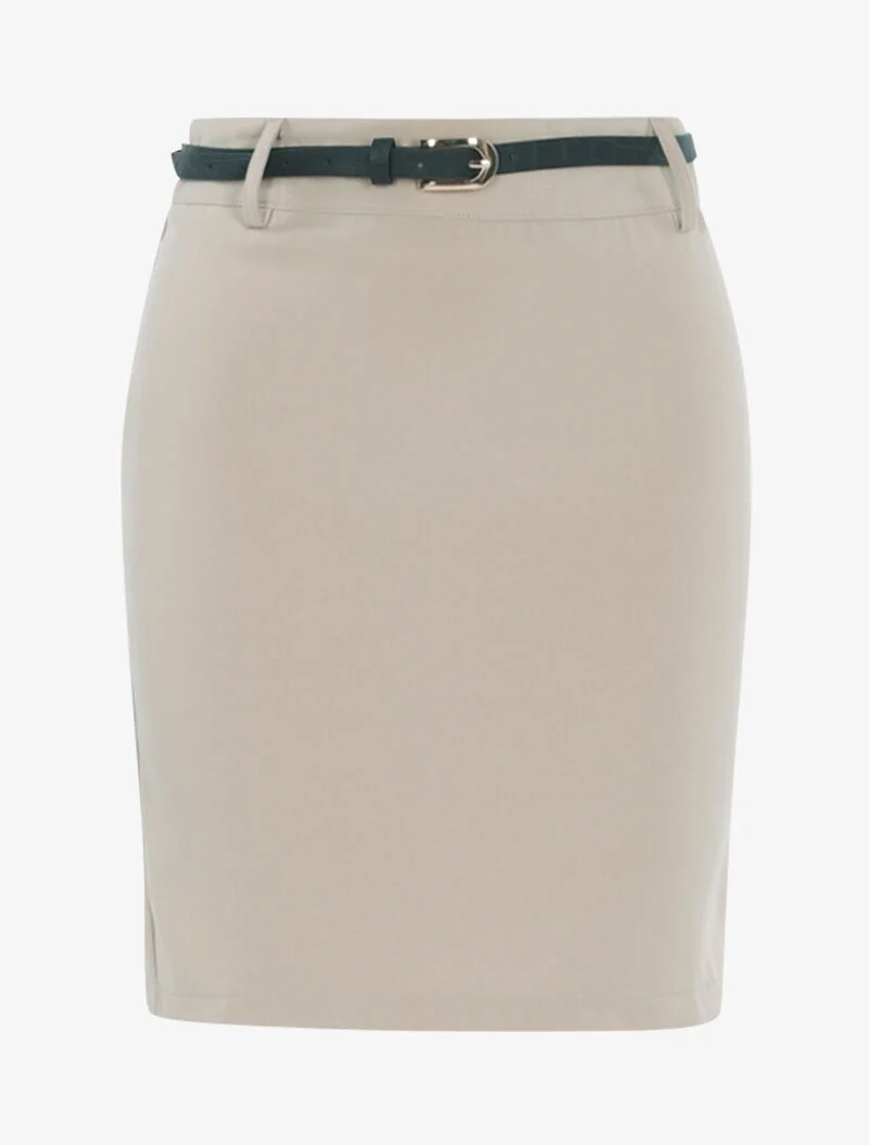 Jupe unie ceinturée - beige