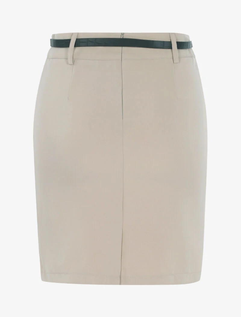 Jupe unie ceinturée - beige