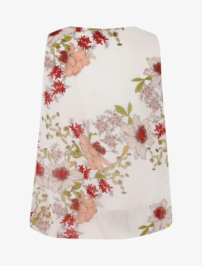 Top boule à imprimé floral - ecru