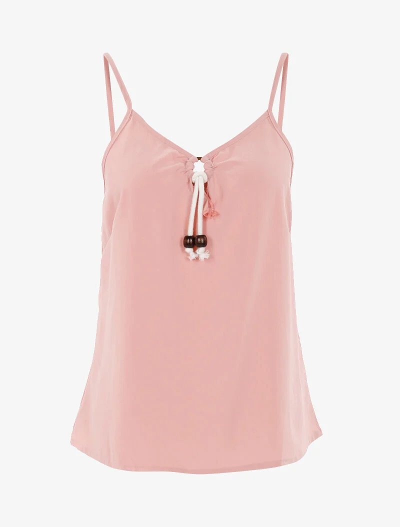 Top à encolure V - rose