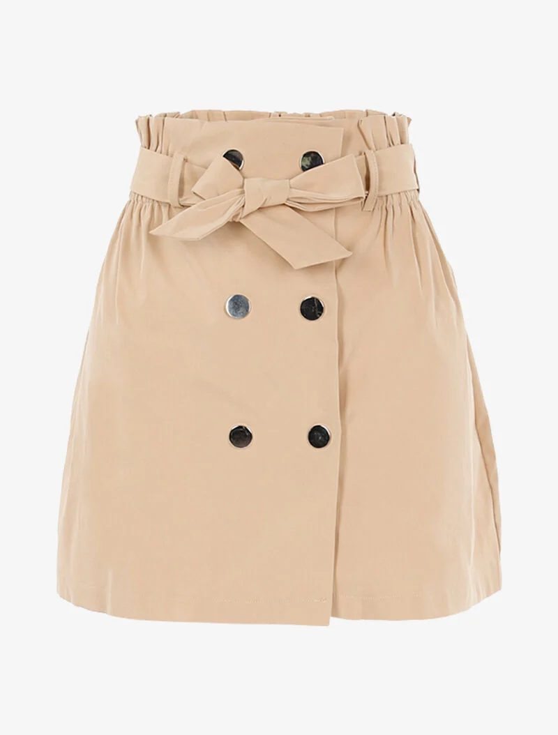 Jupe courte à boutons pression - beige