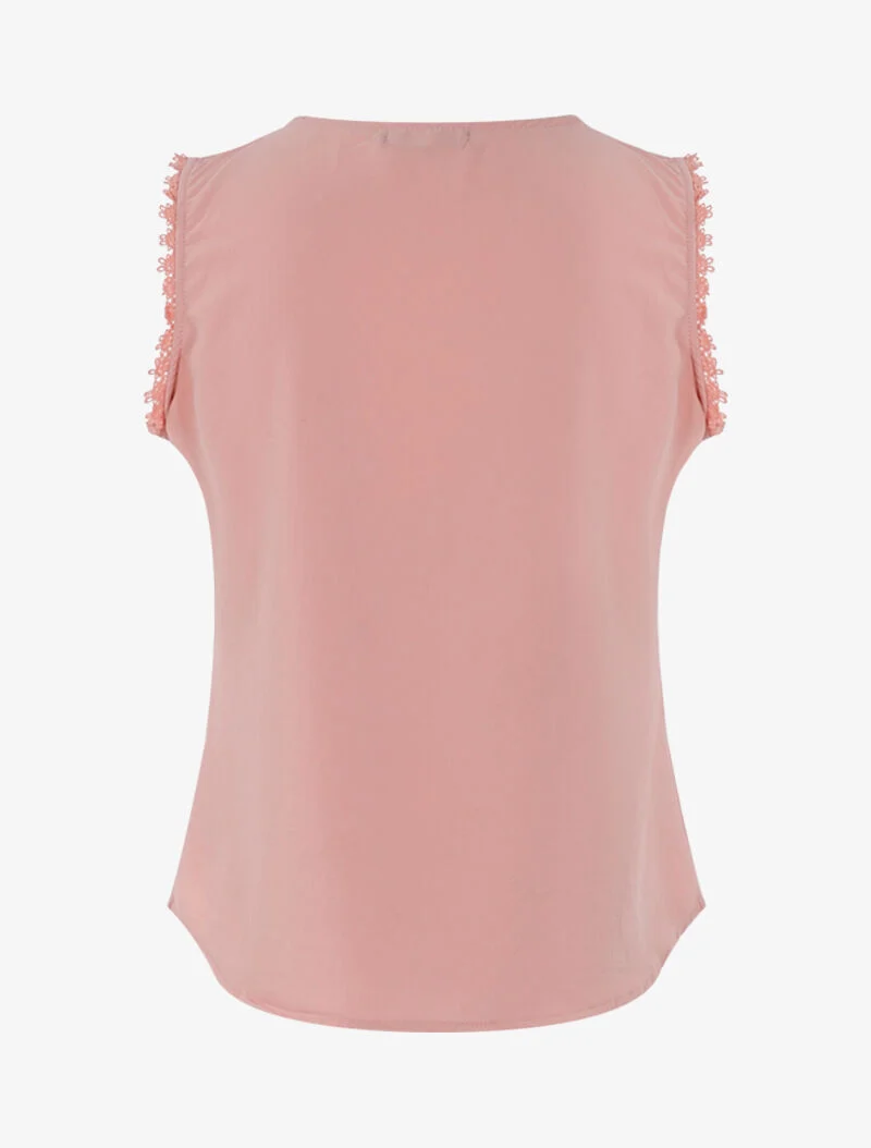 Top à détails plissés et crochet - rose