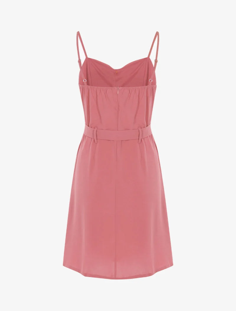 Robe à boutonnière et fronces - rose