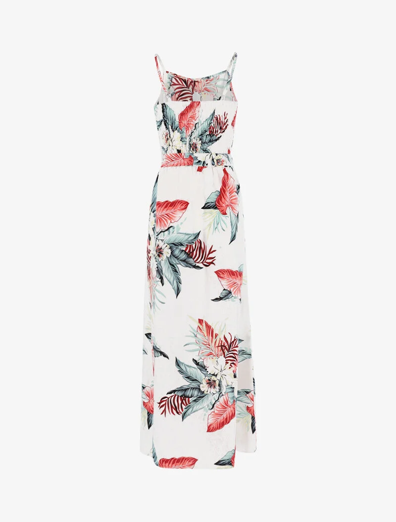 Robe longue à imprimé tropical - blanc