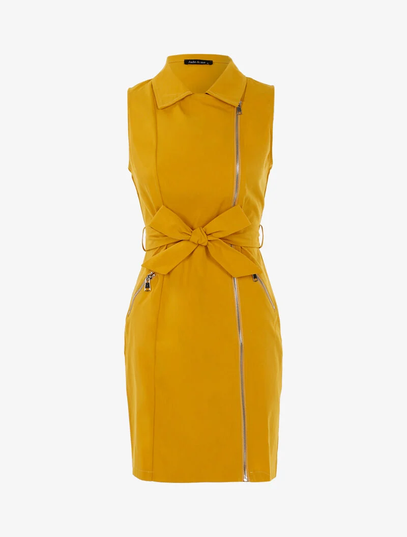 Robe sans manches zippée - jaune