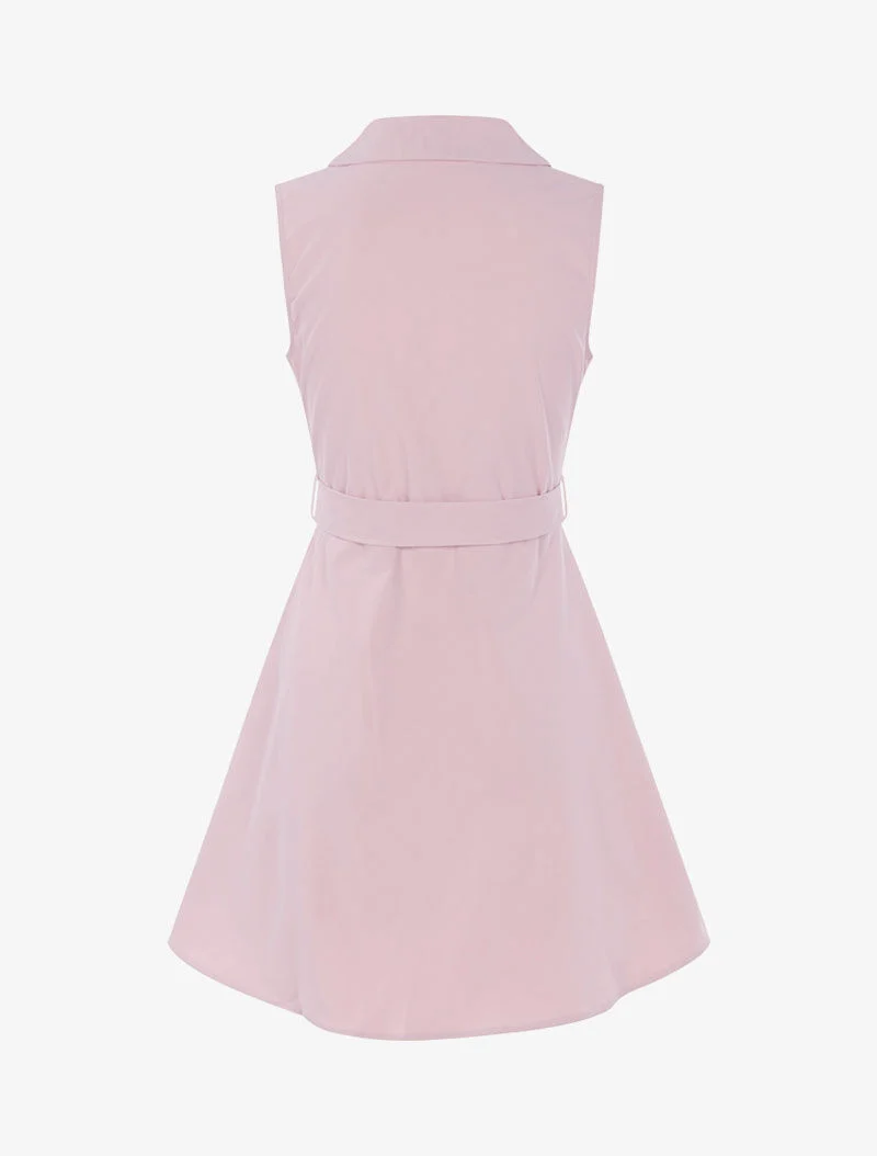 Robe patineuse à boutons décoratifs - rose