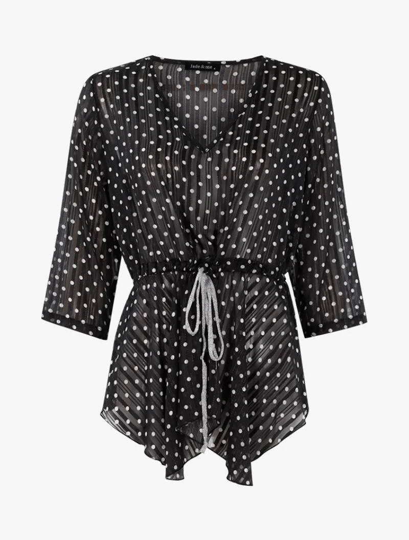 Top style tunique à imprimé pois - noir/blanc
