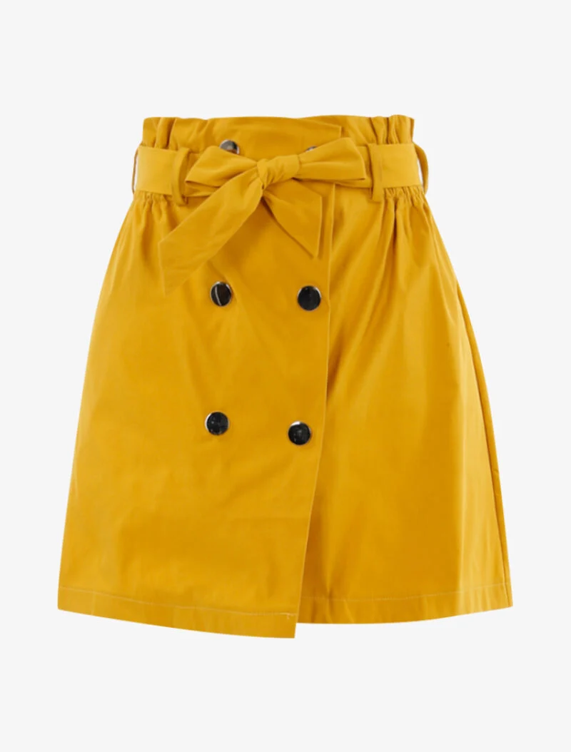 Jupe courte à boutons pression - jaune