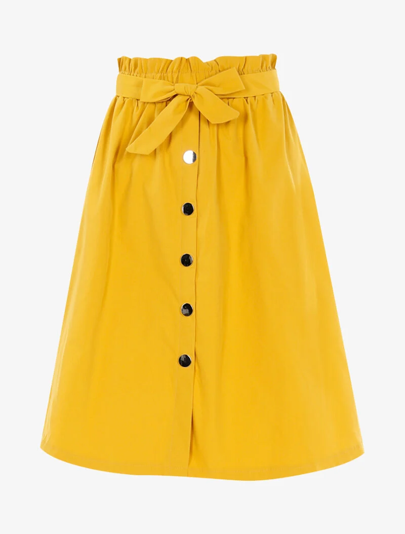 Jupe trapèze boutonnée - jaune