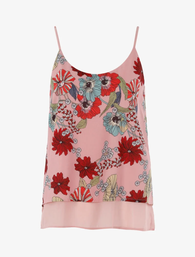 Top à imprimé fleurs graphiques - rose