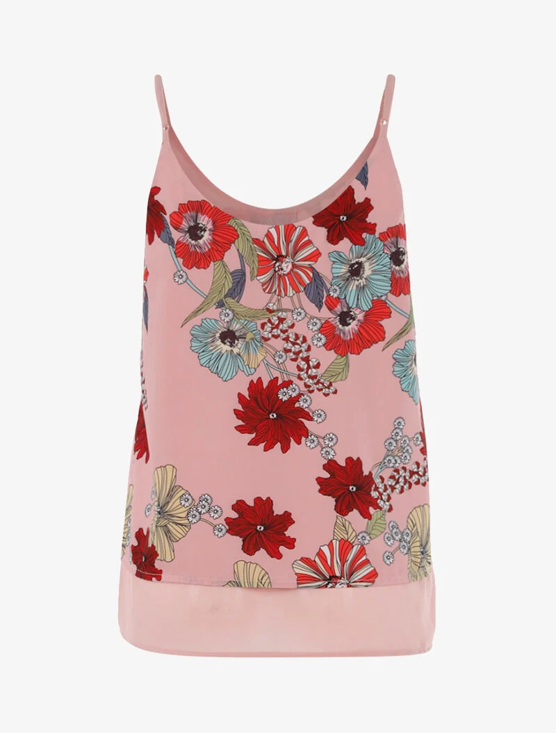 Top à imprimé fleurs graphiques - rose