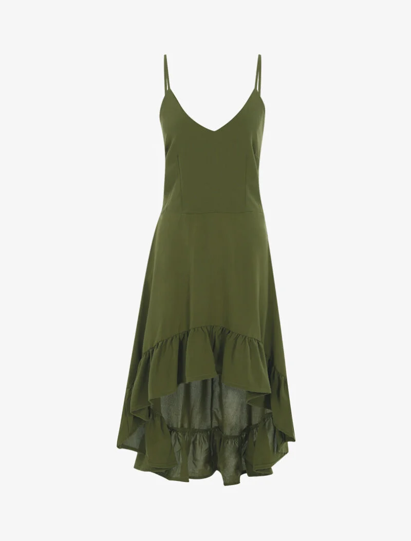 Robe asymétrique volantée - kaki