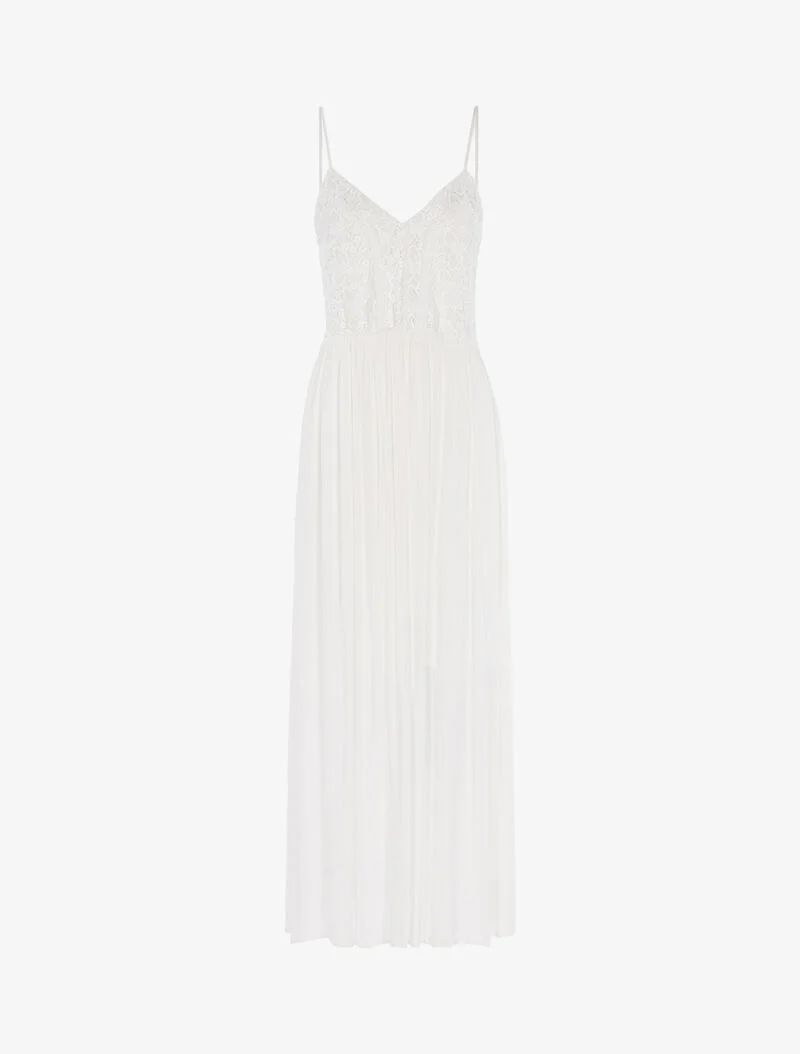 Robe longue à buste en crochet - blanc