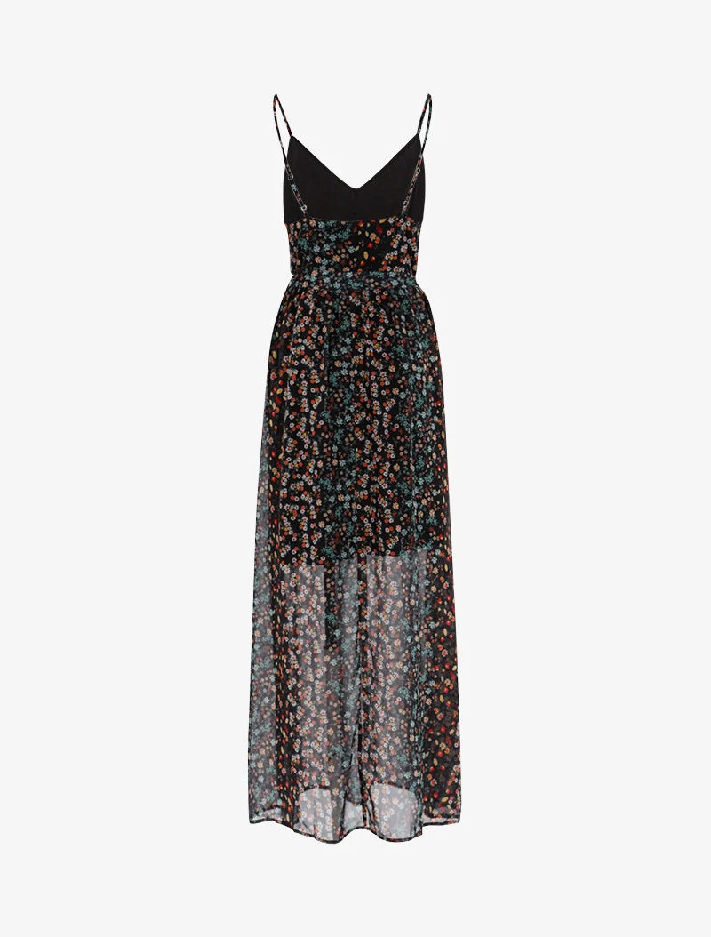 Robe longue à imprimé floral - noir