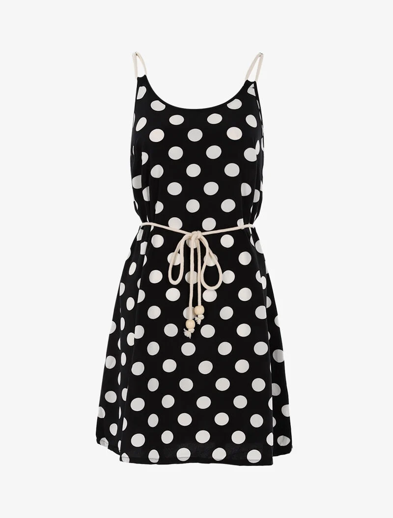 Robe trapèze à pois - noir