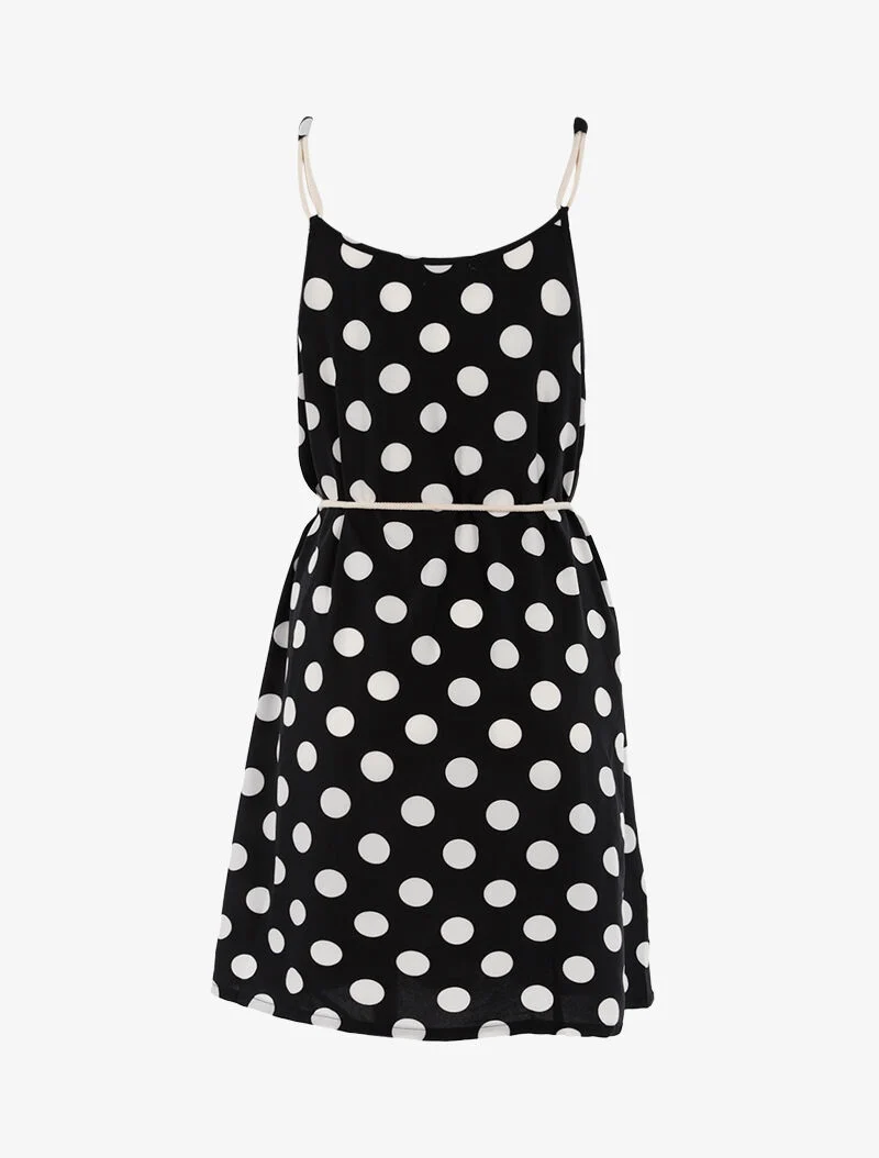 Robe trapèze à pois - noir