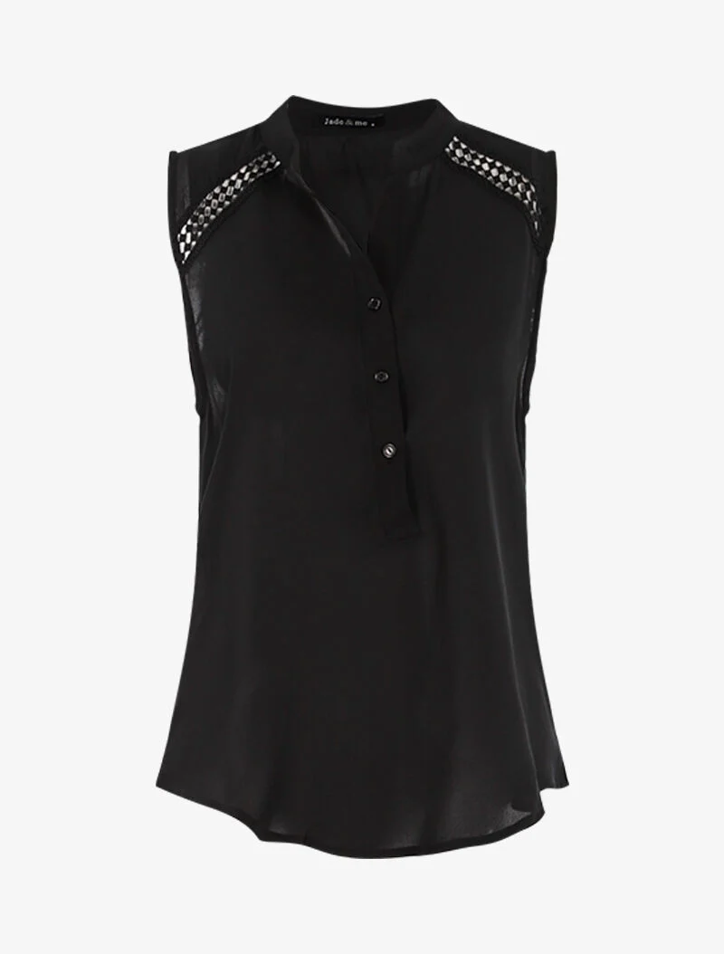 Top style chemise sans manches - noir